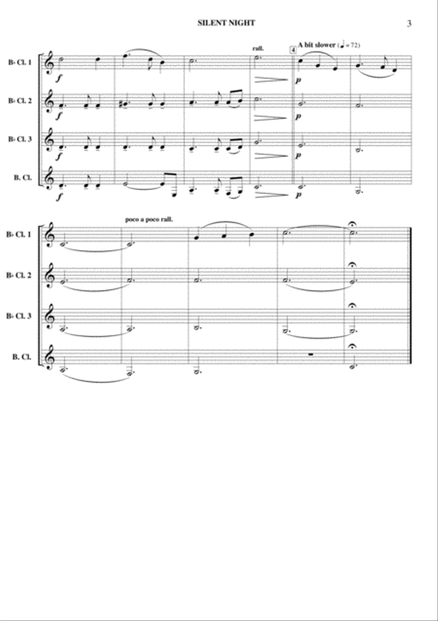 Silent Night, Holy Night Silent Night, Holy Night Clarinet Quartet scores gallery preview page 4