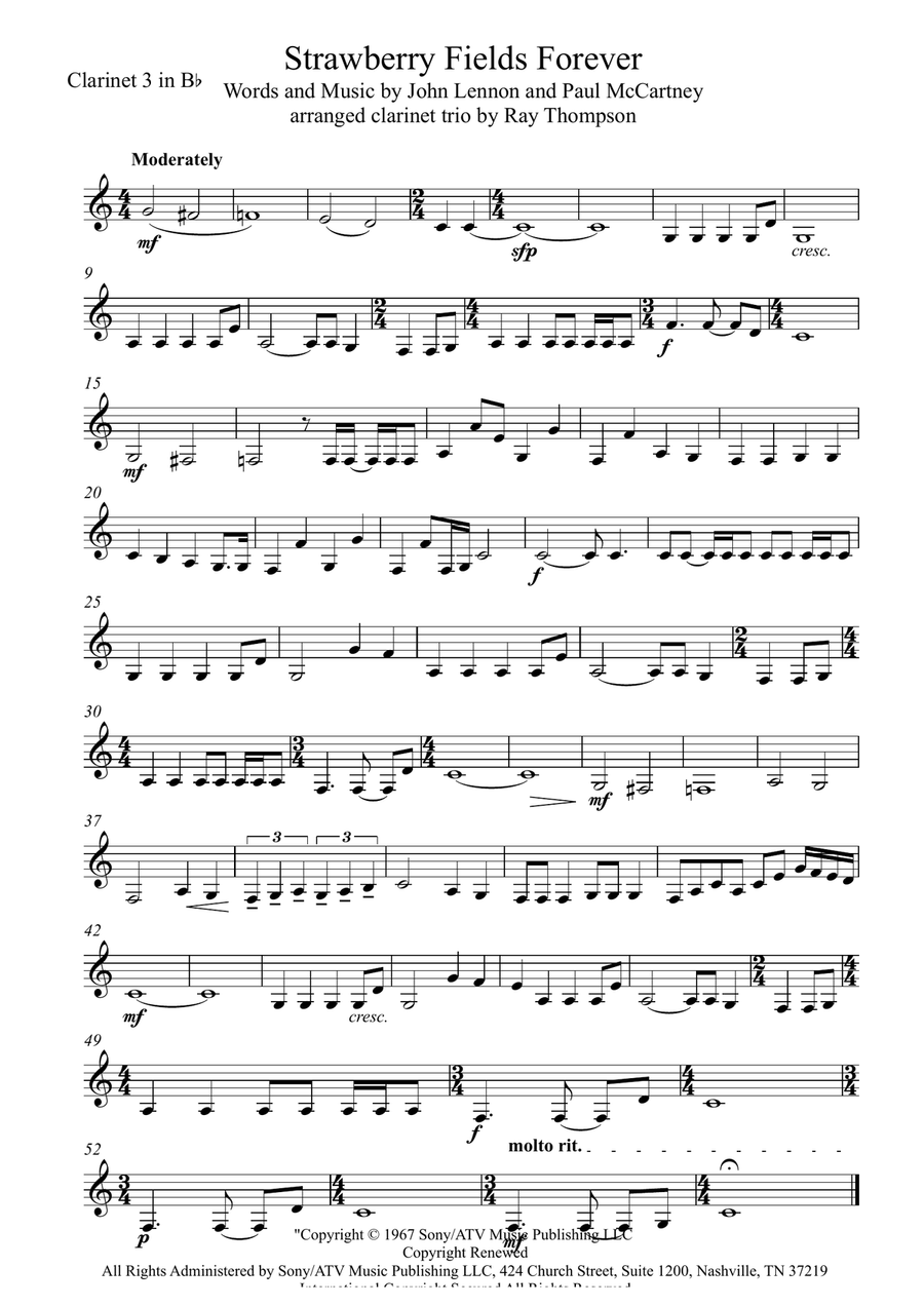 Strawberry Fields Forever Clarinet Trio scores gallery preview page 3