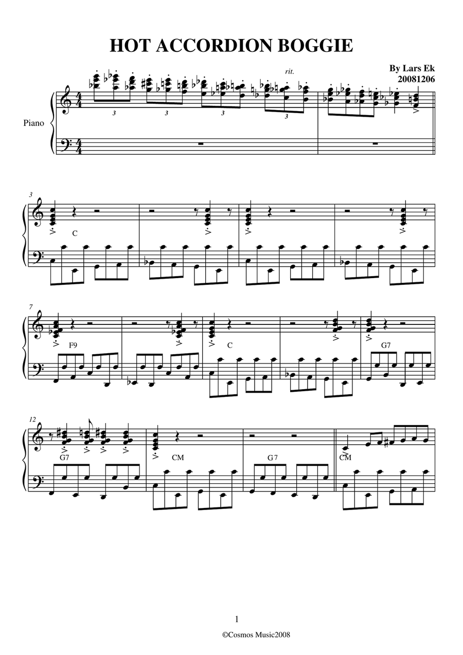 Hot Accordion Boogie 1998 Accordion scores gallery preview page 1