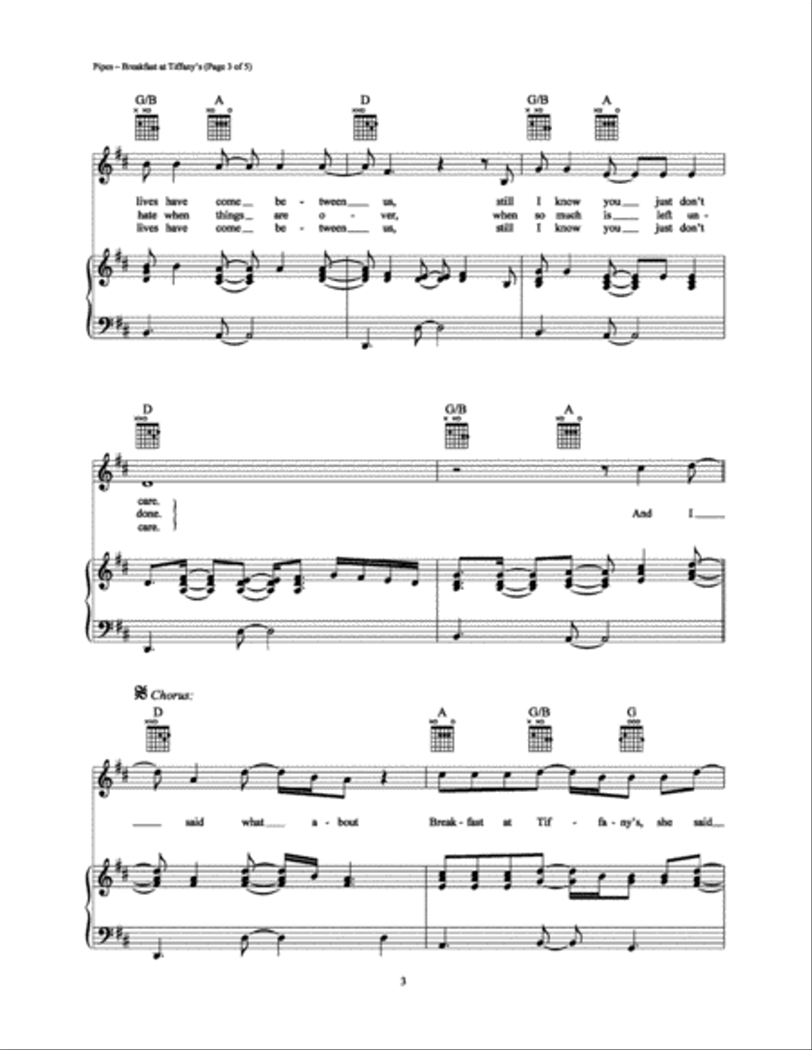 Breakfast at Tiffany's Piano, Vocal, Guitar scores gallery preview page 3