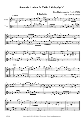 Sonata in d minor for Violin & Viola, Op.5-7