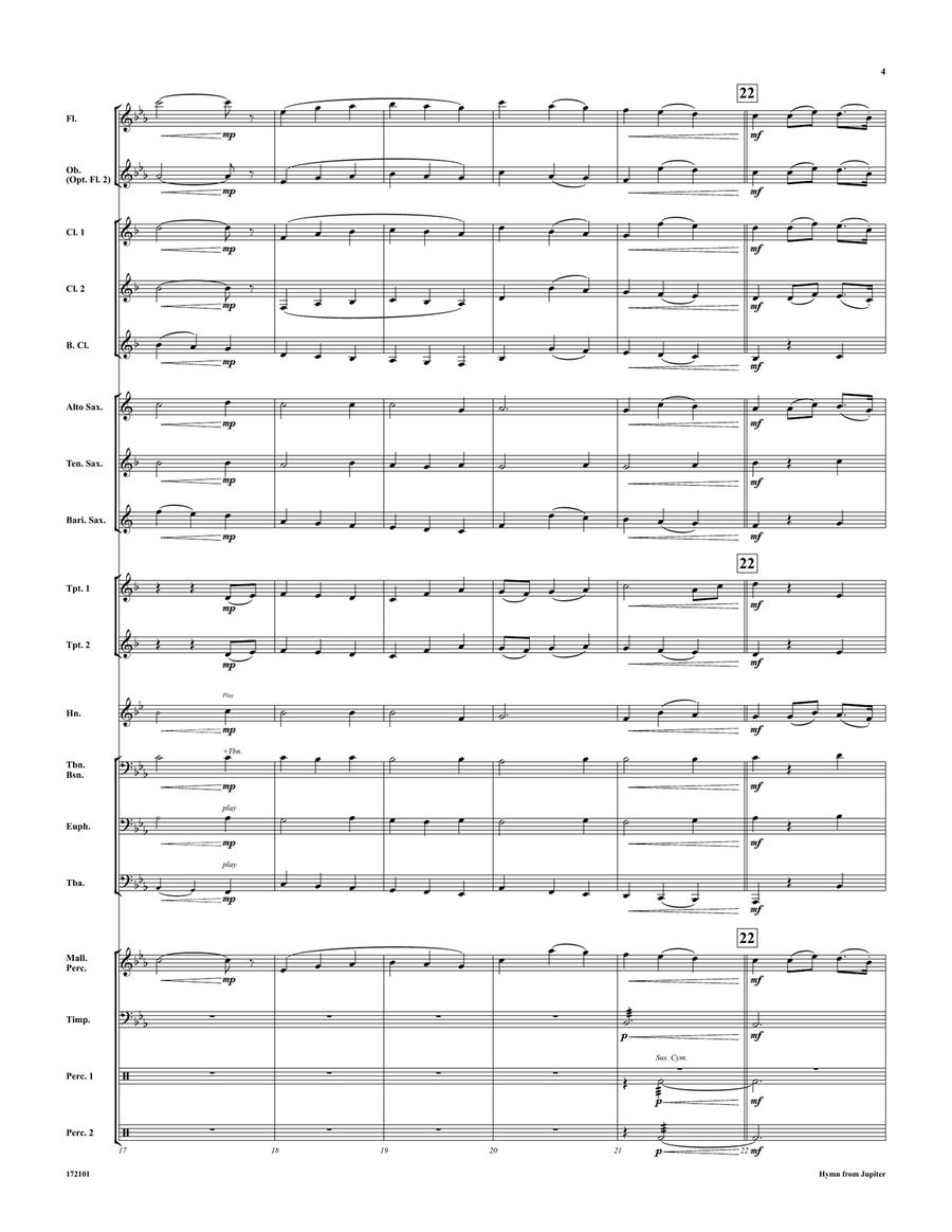 Hymn from Jupiter Concert Band scores gallery preview page 5