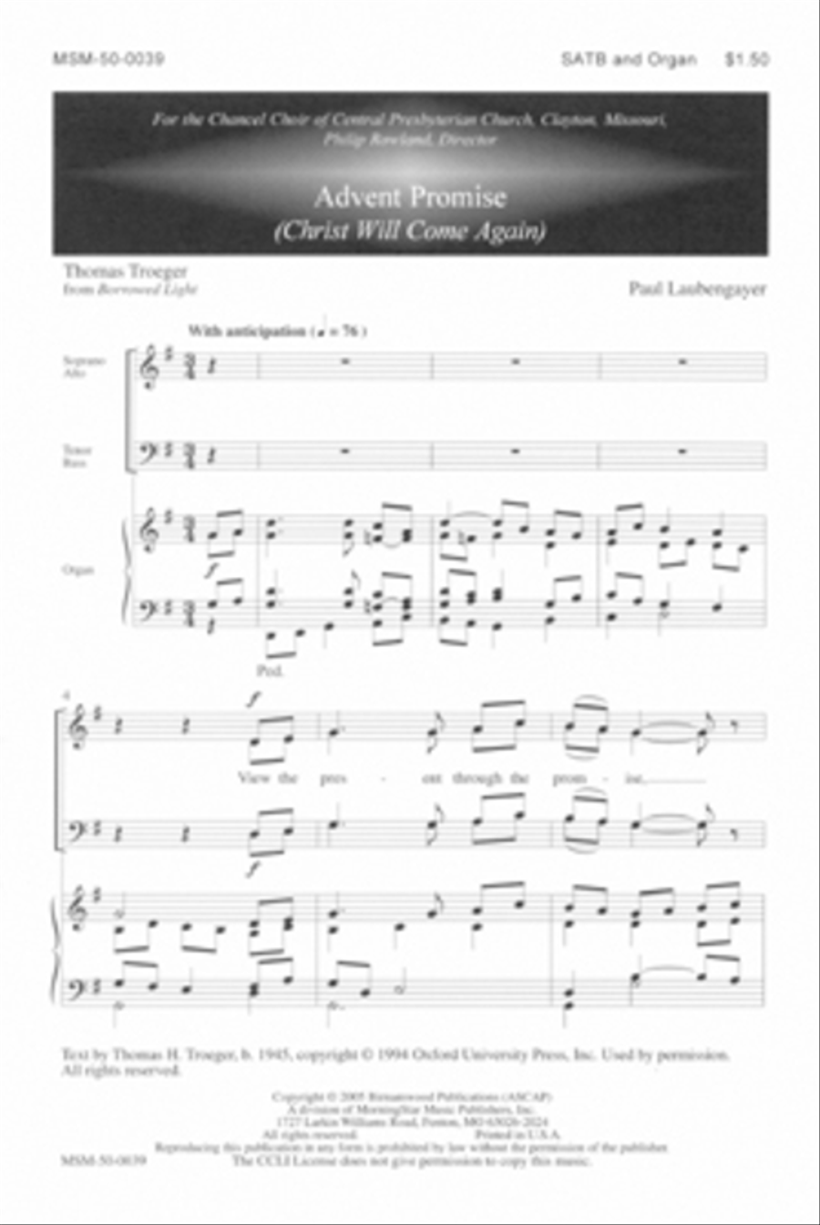 Advent Promise (Christ Will Come Again) 4-Part scores gallery preview page 1