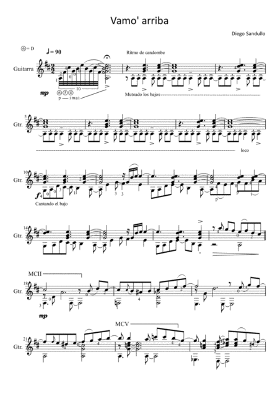 Vamo' arriba Guitar Solo scores gallery preview page 1
