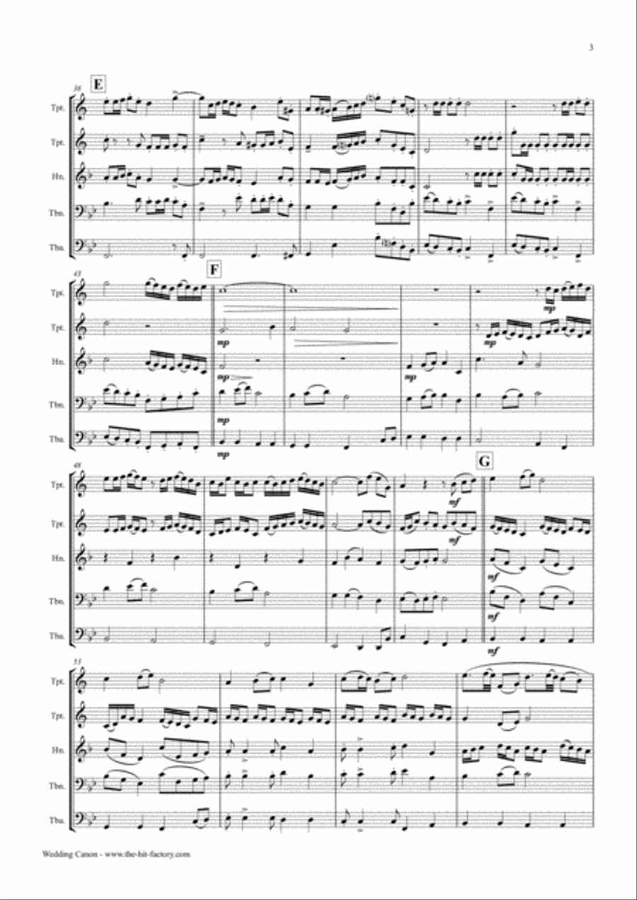 Wedding Canon - Festive Concert Piece - Brass Quintet Brass Quintet scores gallery preview page 3