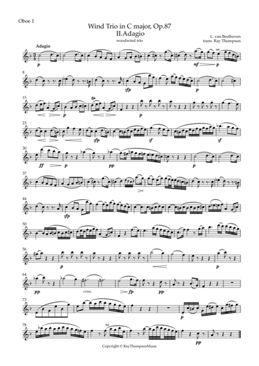 Beethoven: Wind Trio in C Major Op.87 Mvt.II Adagio - mixed woodwind trio image number null