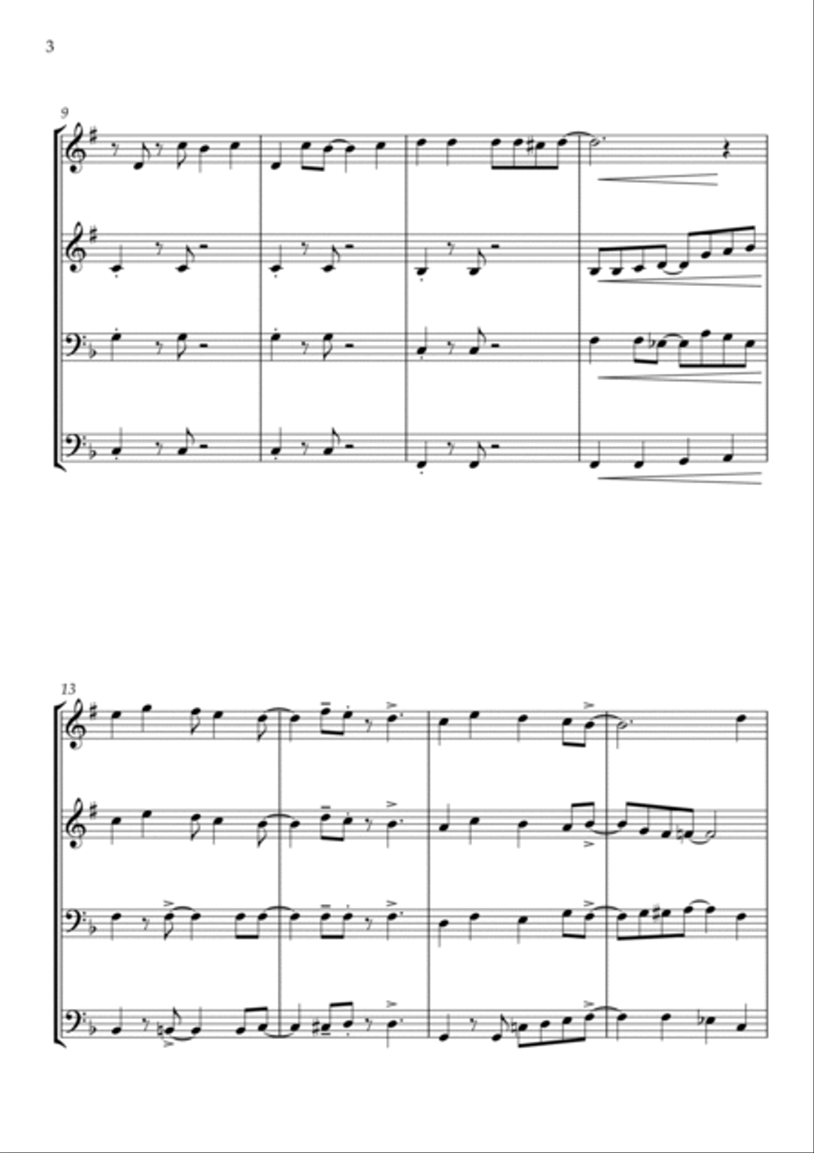 Kana Kaloka (here Comes Santa Claus) Brass Quartet scores gallery preview page 4