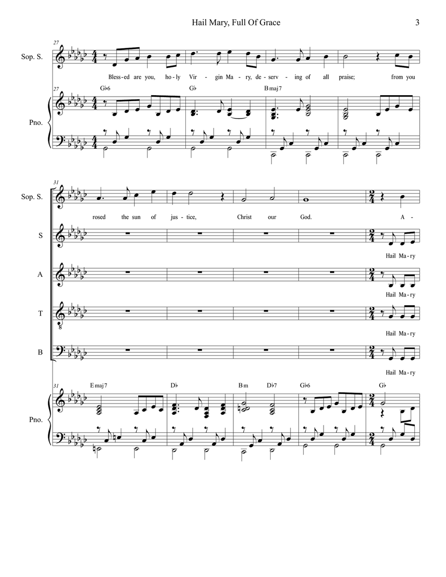 Hail Mary, Full Of Grace Hail Mary, Full Of Grace 4-Part scores gallery preview page 4