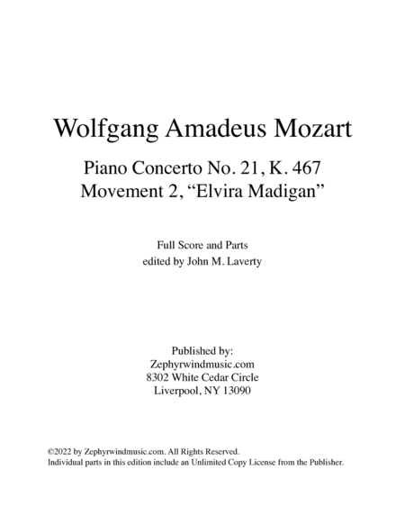 Piano Concerto No. 21 Movement 2, "Elvira Madagin"