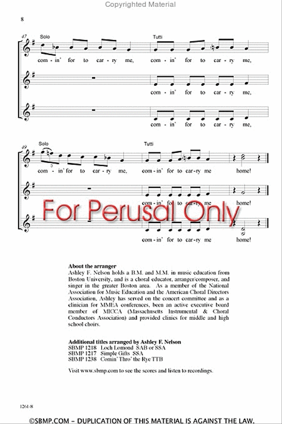 Swing Low, Sweet Chariot - SSA or TTB Octavo SSA scores gallery preview page 8