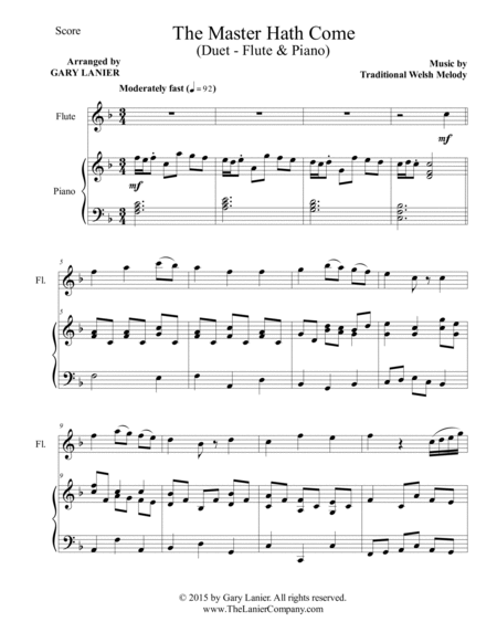 THE MASTER HATH COME (Duet – Flute and Piano/Score and Parts) image number null