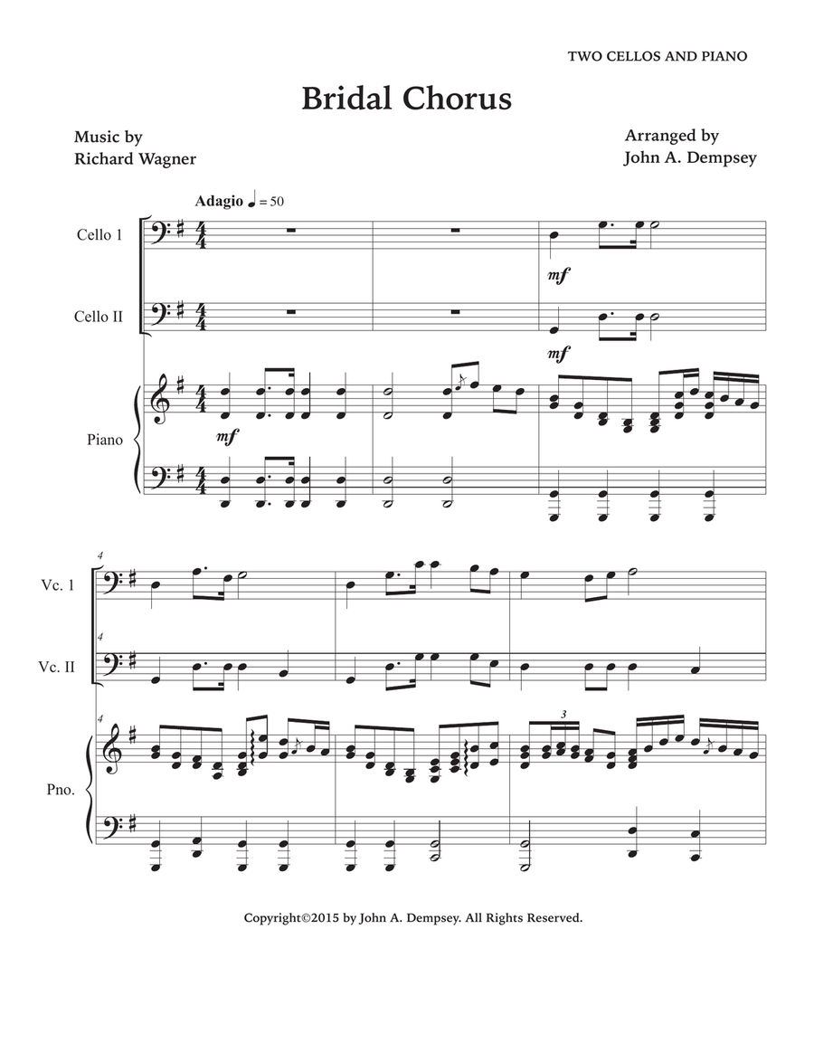Bridal March (Here Comes the Bride): Wedding Trio for Two Cellos and Piano String Duet scores gallery preview page 5