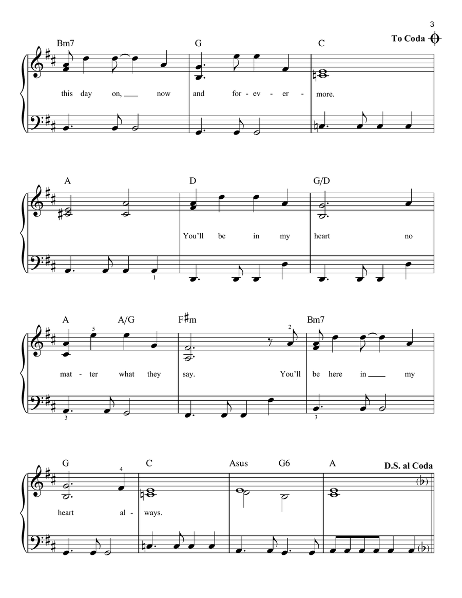 You'll Be In My Heart (Pop Version) (from Tarzan) Easy Piano scores gallery preview page 3
