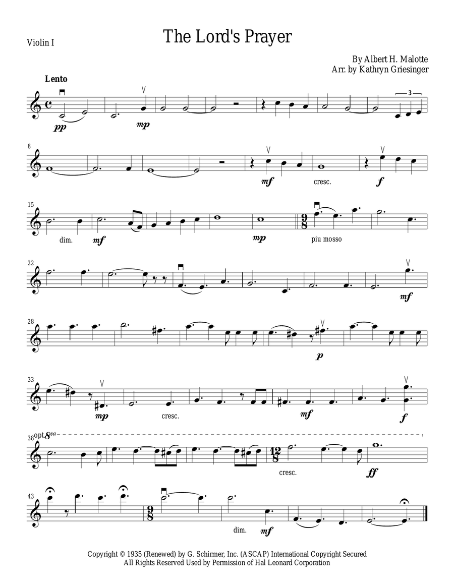The Lord's Prayer String Quartet scores gallery preview page 1