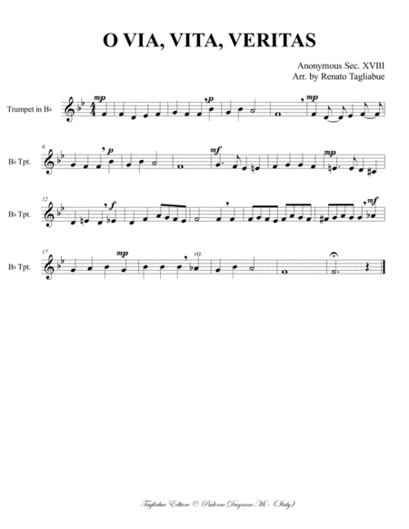O VIA, VITA, VERITAS - Arr. for Brass Quintet with parts image number null