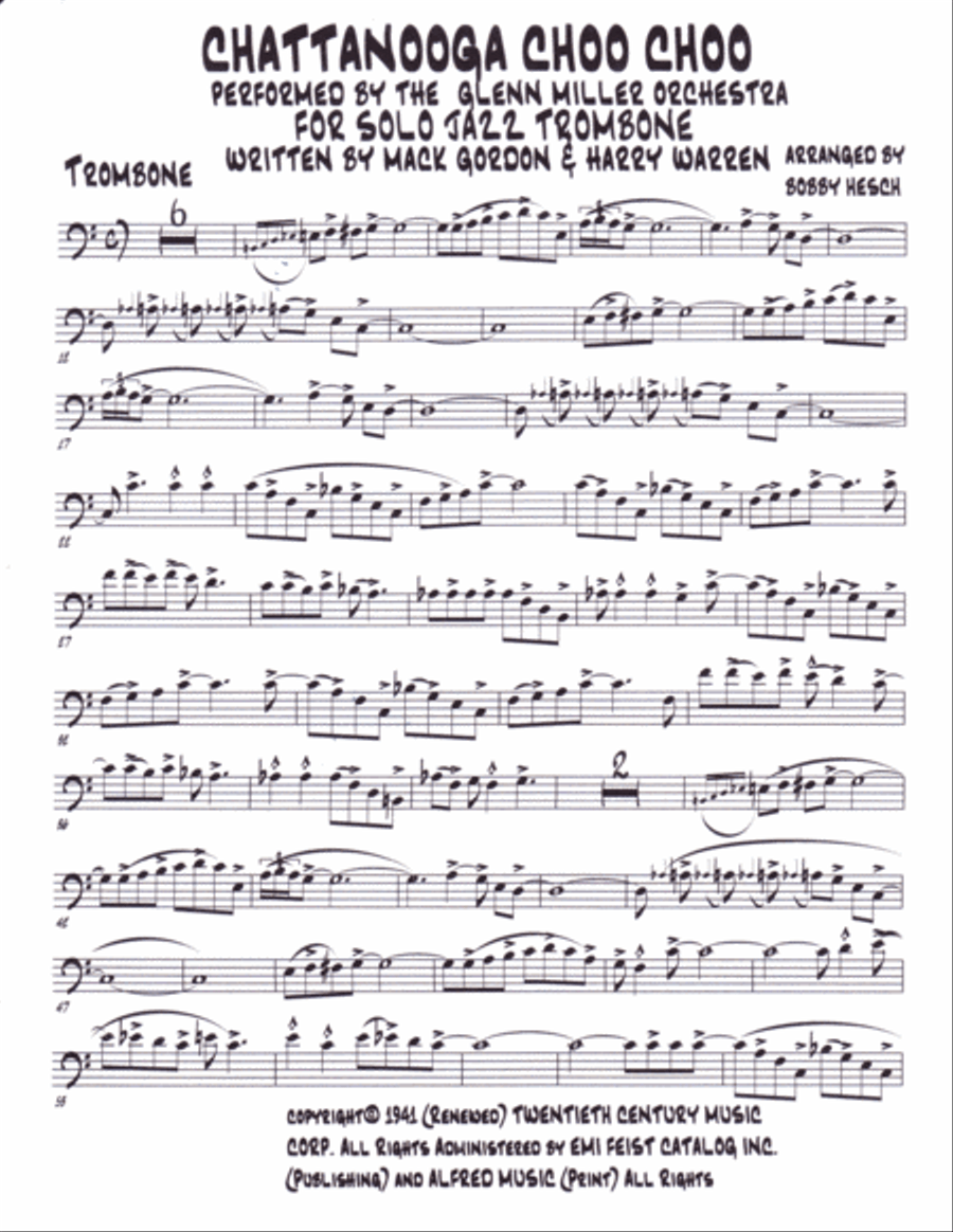 Chattanooga Choo Choo Trombone Solo scores gallery preview page 2