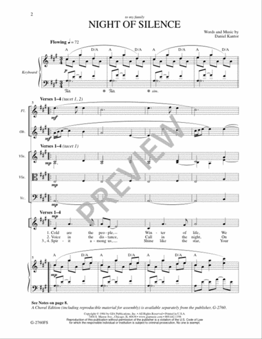 Night of Silence - Unison edition, Instrument edition Unison Choir scores gallery preview page 3
