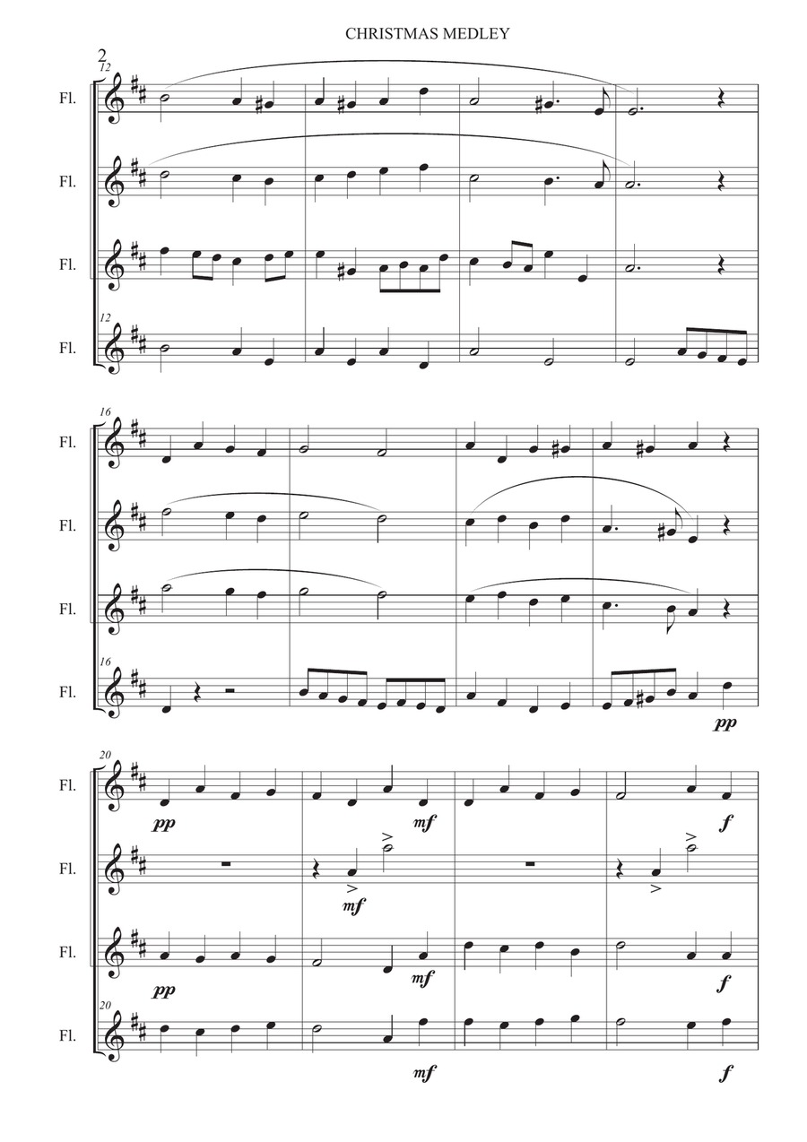 Christmas medley - Flute quartet Flute Quartet scores gallery preview page 2