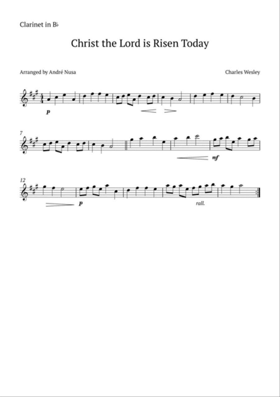Christ the Lord is Risen Today Clarinet scores gallery preview page 3