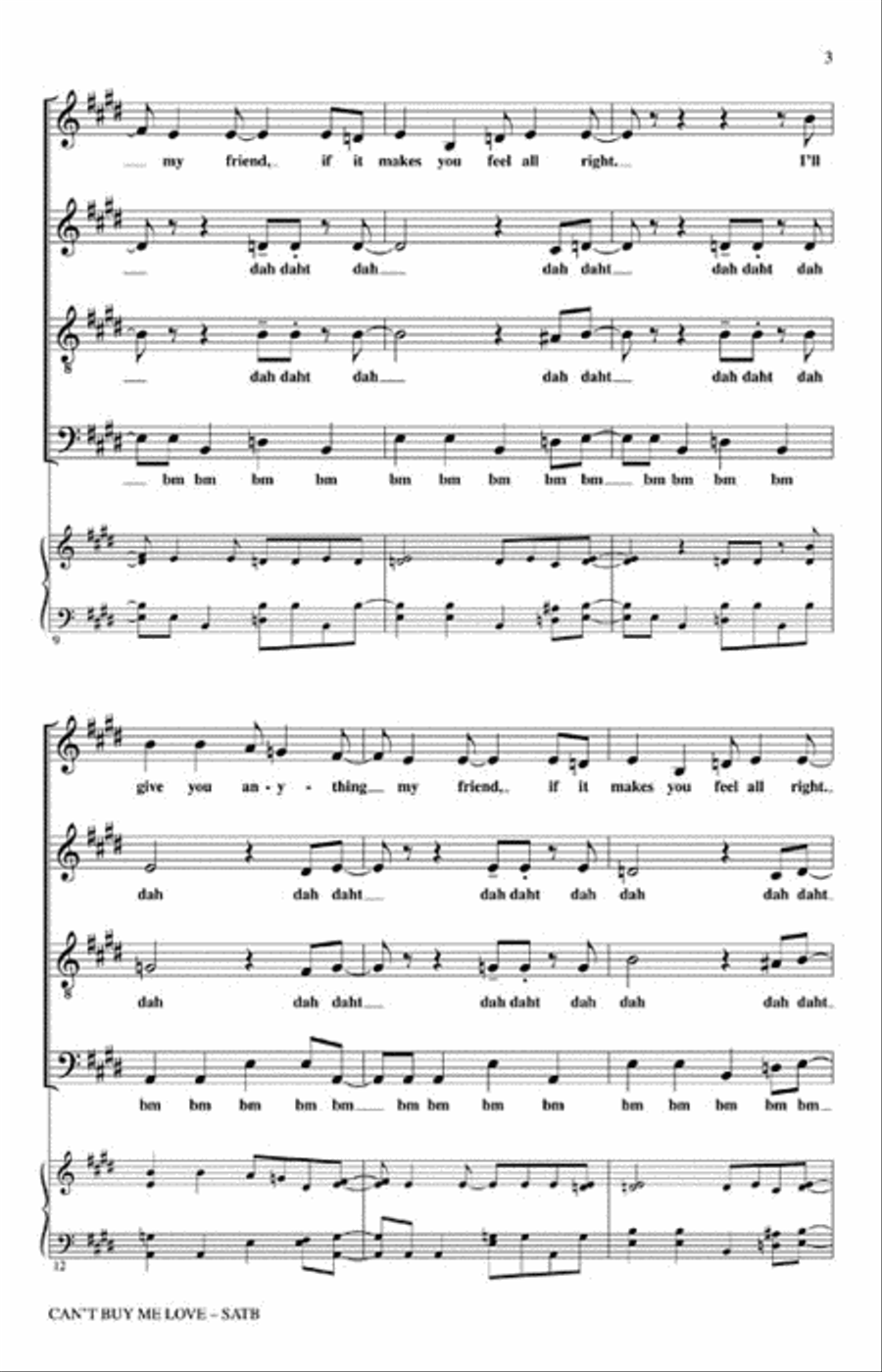 Can't Buy Me Love Can't Buy Me Love 4-Part scores gallery preview page 3