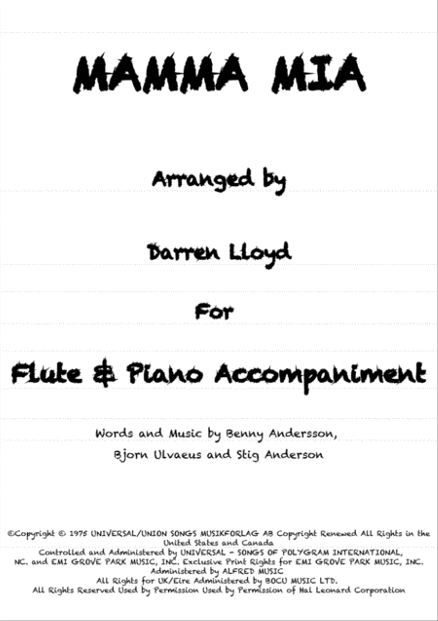 Mamma Mia Flute Solo scores gallery preview page 1