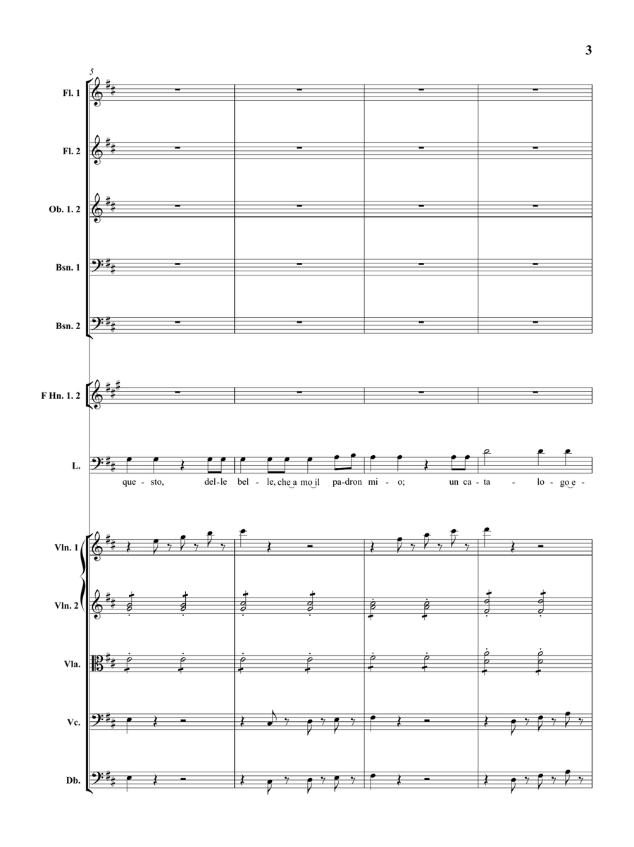 MADAMINA ('Catalog Aria' from Don Giovanni, Act I) Chamber Orchestra scores gallery preview page 4