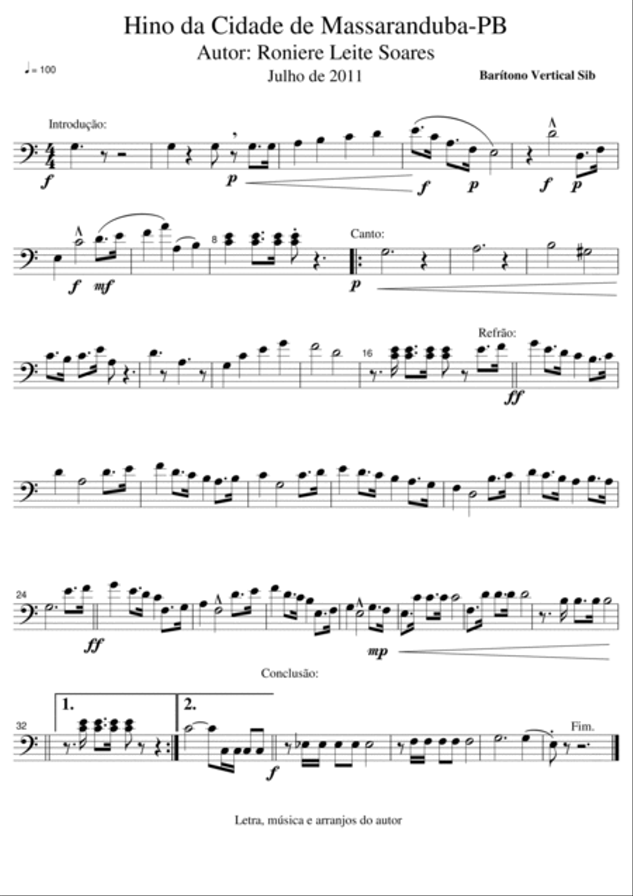 Hino Municipal de Massaranduba - PB Concert Band scores gallery preview page 3