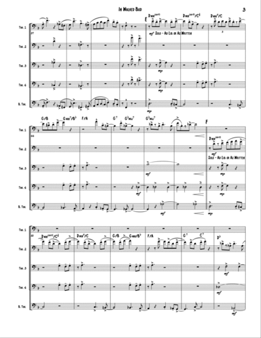 In Walked Bud Brass Quintet scores gallery preview page 3