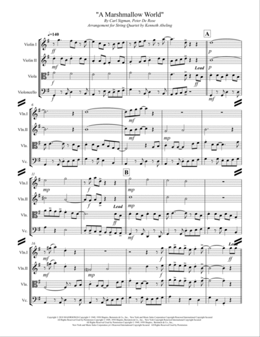 A Marshmallow World String Quartet scores gallery preview page 2