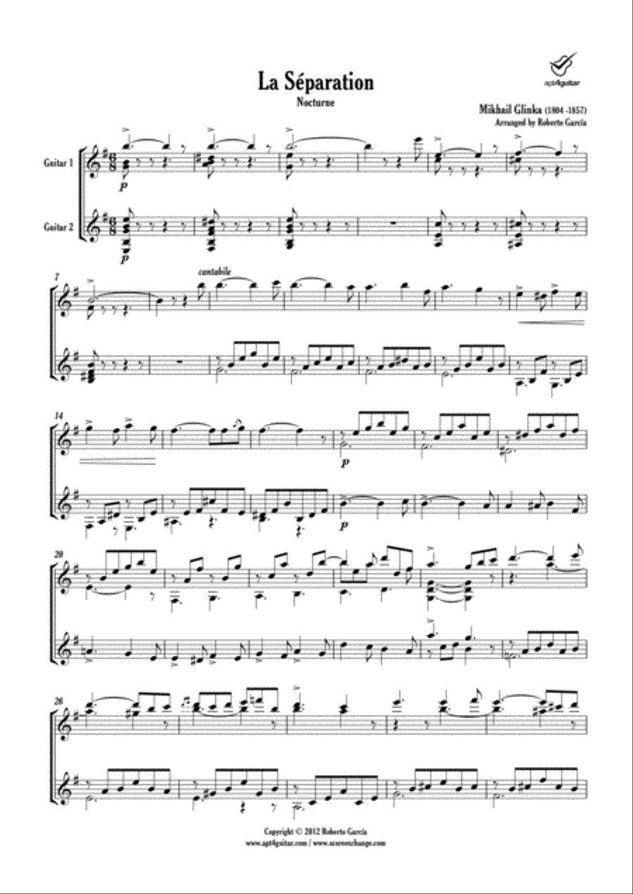 La Séparation Classical Guitar scores gallery preview page 2