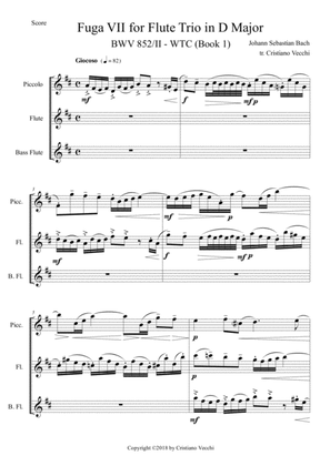 Fuga VII for Flute Trio in D Major