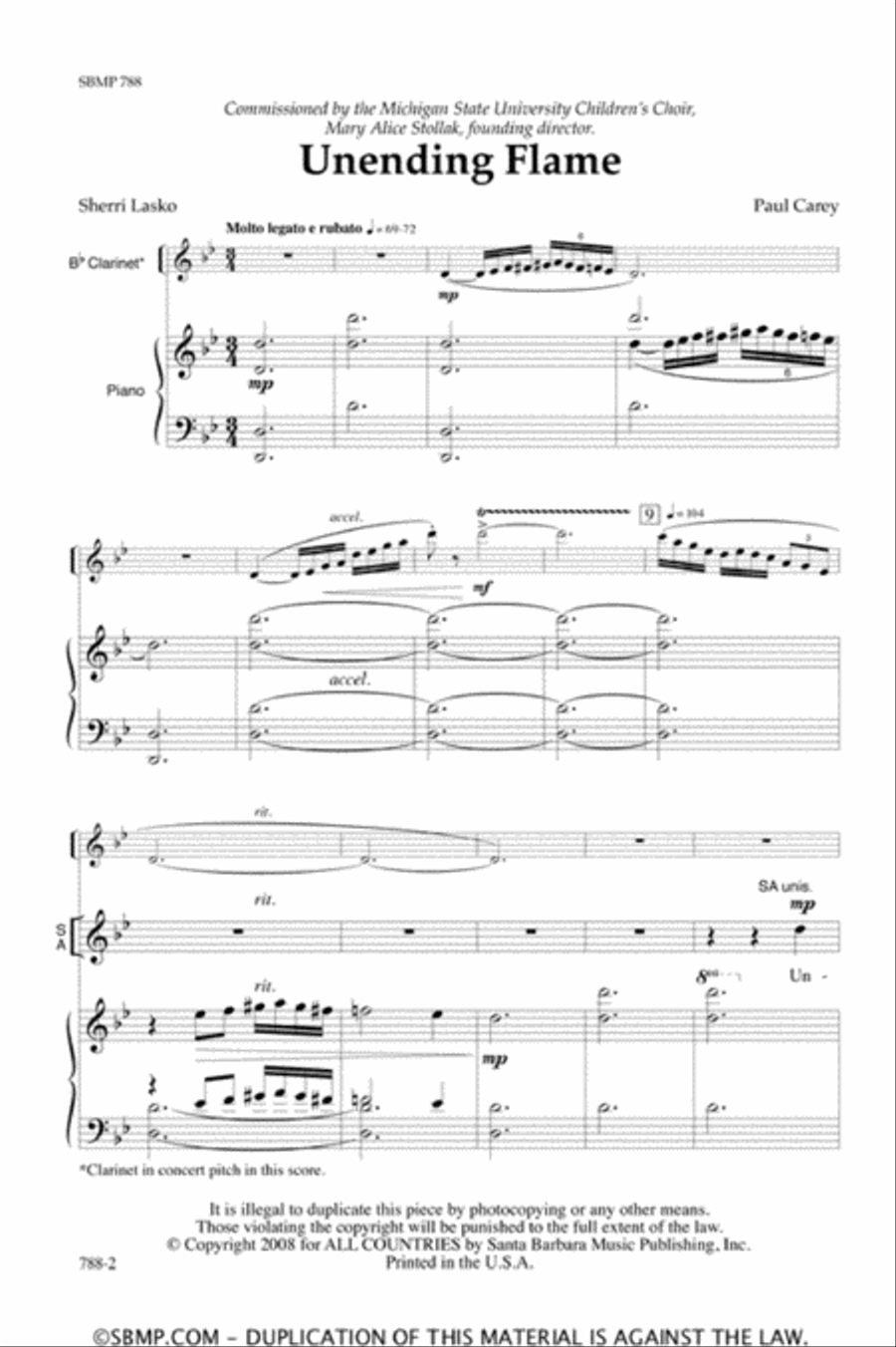 Unending Flame - SA Octavo SA scores gallery preview page 2