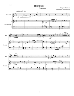 Hymnus I for Horn and Harpsichord or Piano
