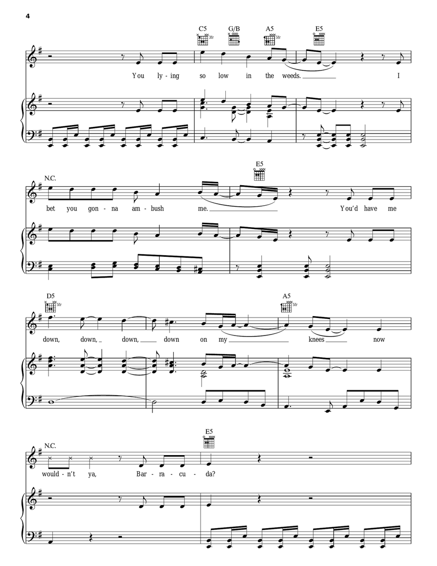 Barracuda Piano, Vocal, Guitar scores gallery preview page 4