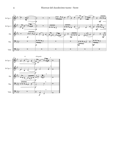 Ricercar del Duodecimi Tuono - brass quintet image number null