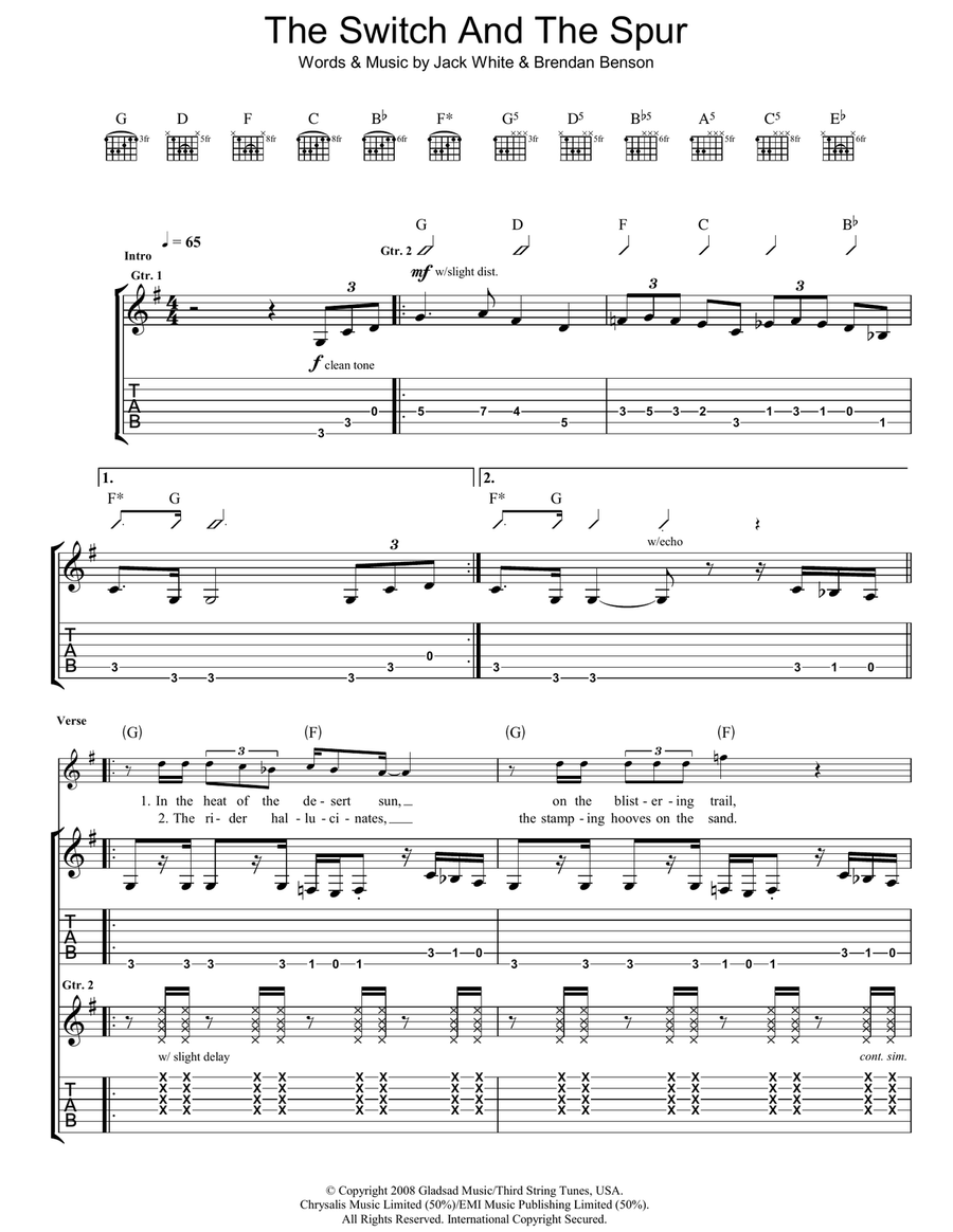 The Switch And The Spur Guitar Tablature scores gallery preview page 1