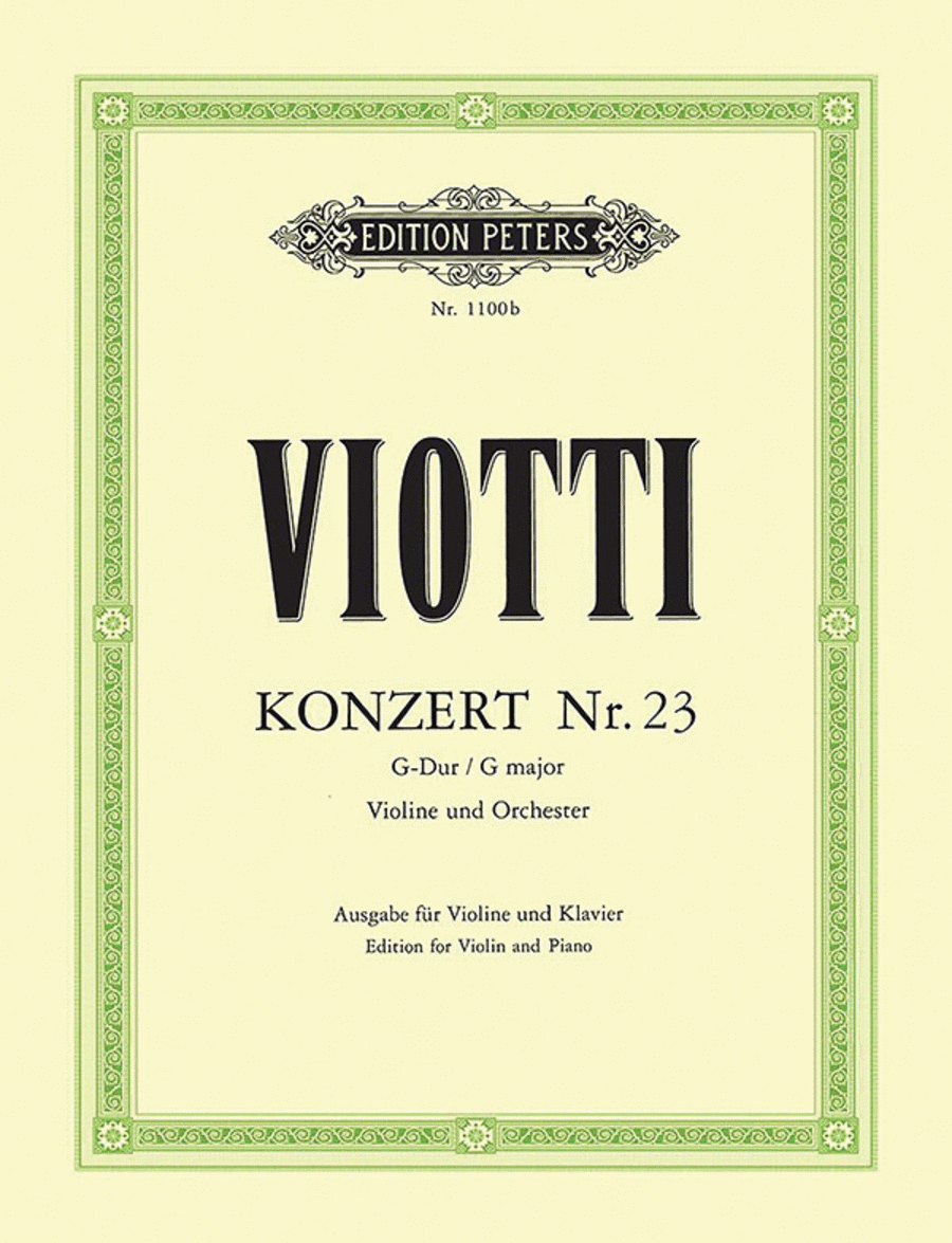 Violin Concerto No. 23 in G (Edition for Violin and Piano)