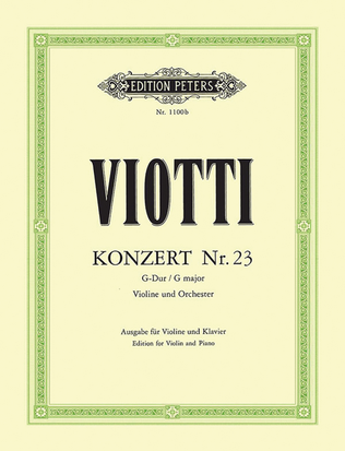 Book cover for Violin Concerto No. 23 in G (Edition for Violin and Piano)