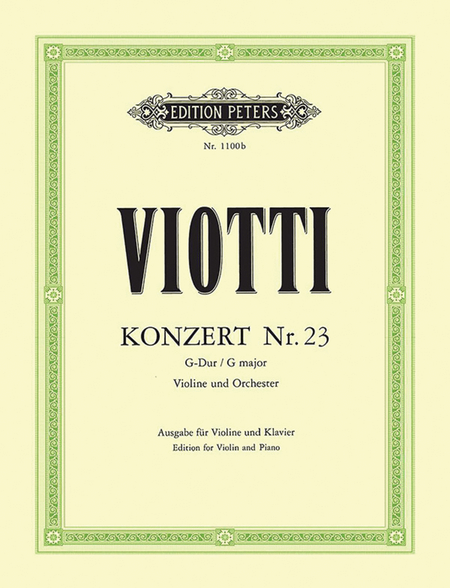Violin Concerto No. 23 in G (Edition for Violin and Piano)