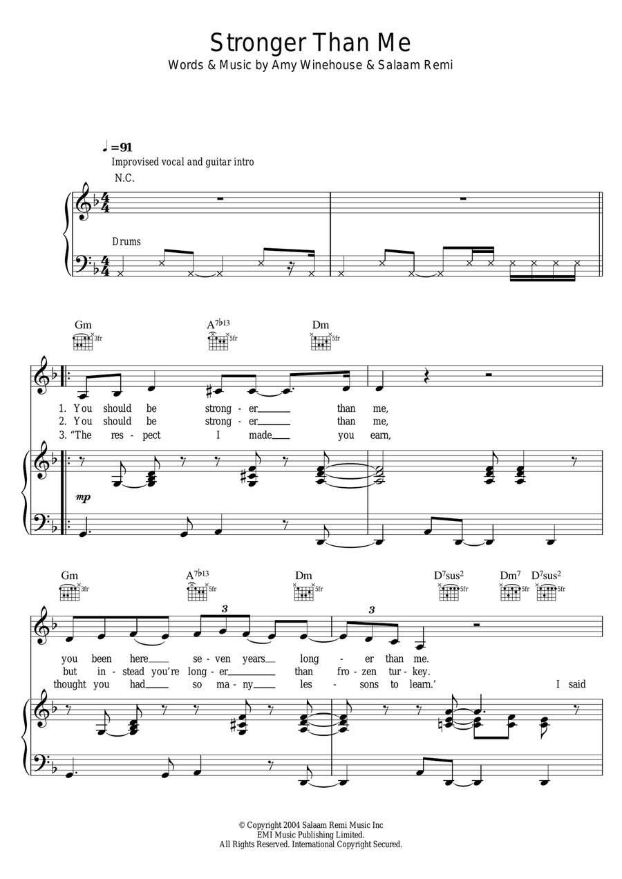 Stronger Than Me Acoustic Guitar scores gallery preview page 1