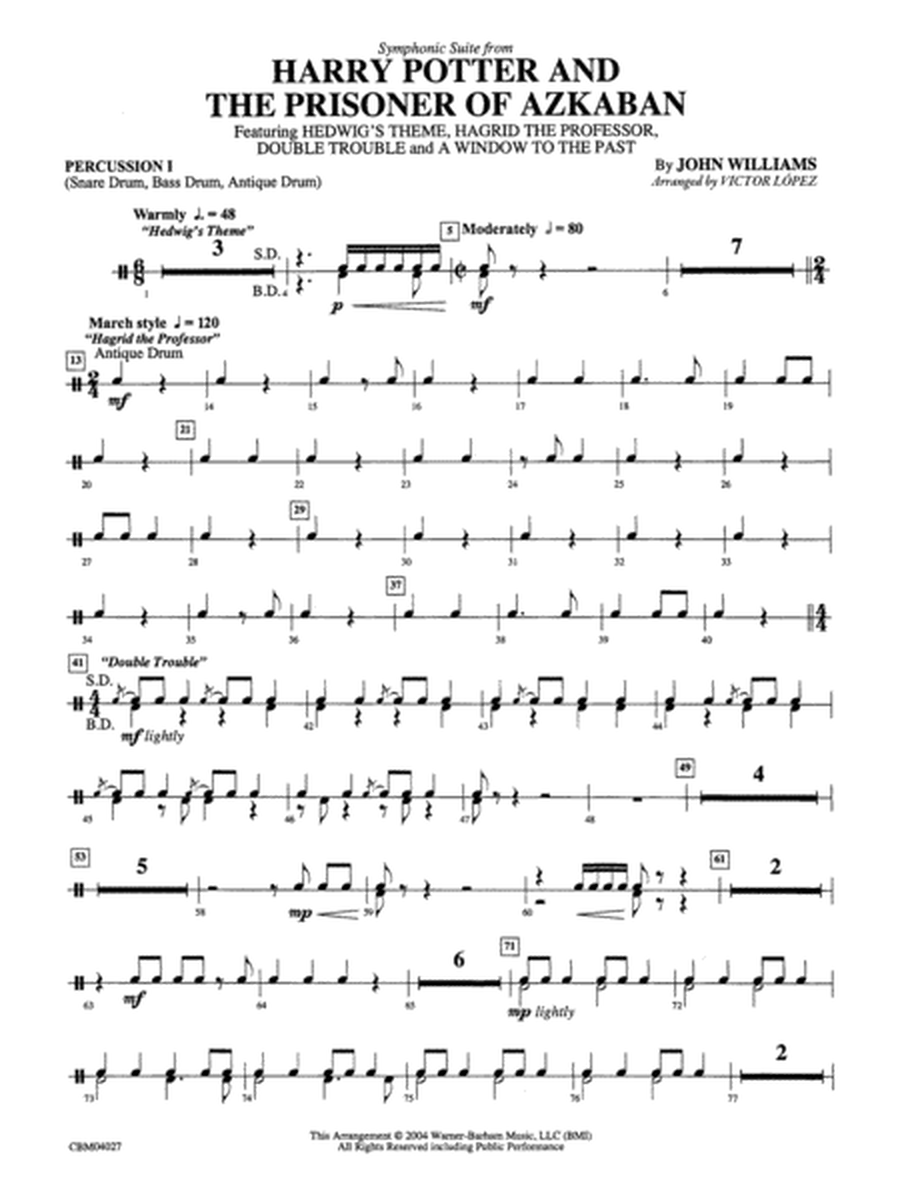 Harry Potter and the Prisoner of Azkaban, Symphonic Suite from: 1st Percussion
