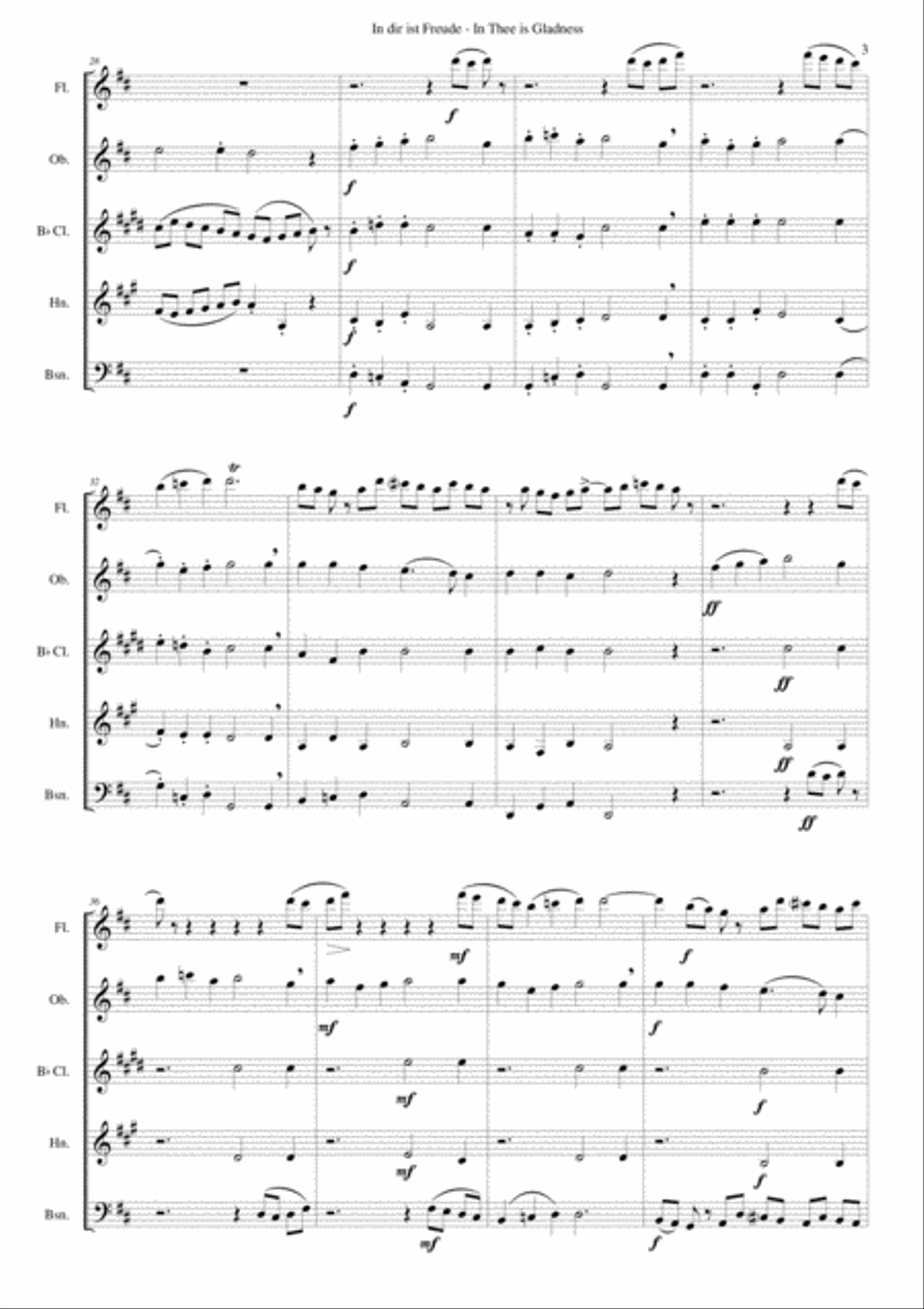 In dir ist Freude (In Thee is gladness - Sing we and Chant it) for wind quintet Woodwind Quintet scores gallery preview page 3