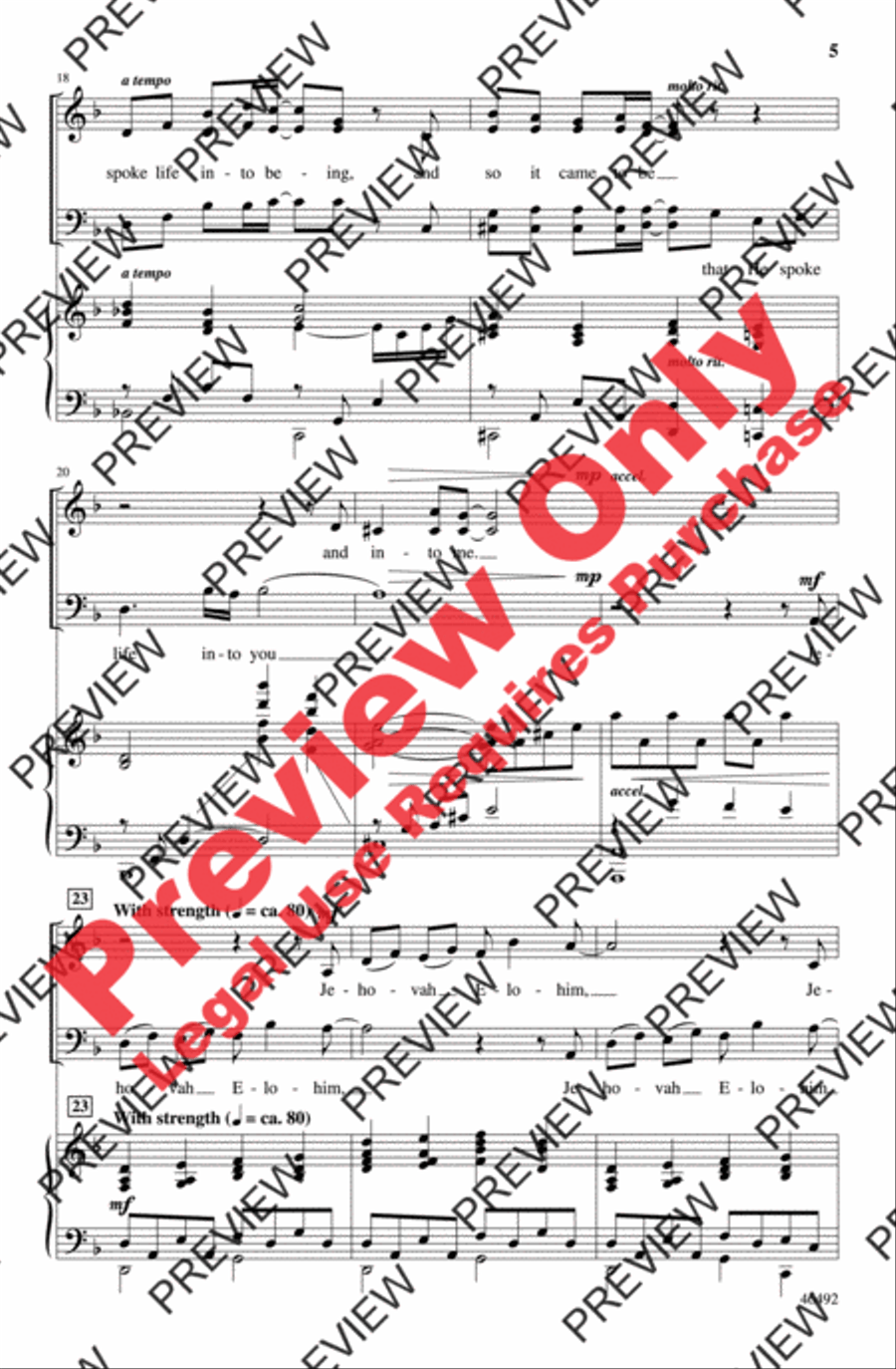 Jehovah Elohim 4-Part scores gallery preview page 5