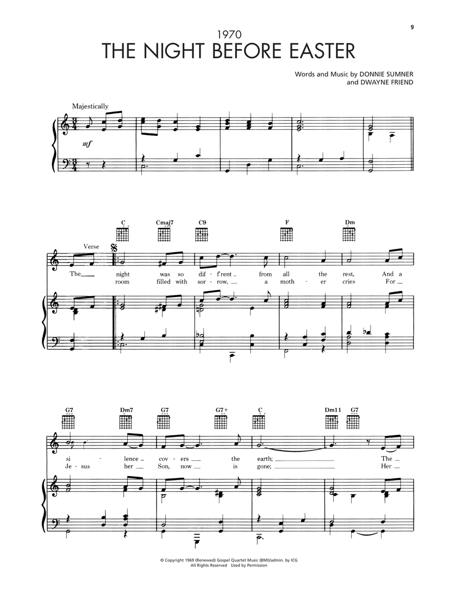 The Night Before Easter Piano, Vocal, Guitar scores gallery preview page 1