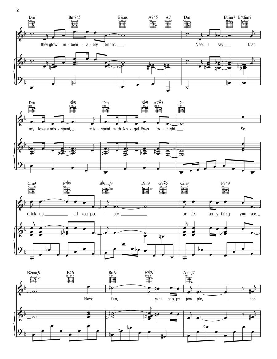 Angel Eyes Piano, Vocal, Guitar scores gallery preview page 2