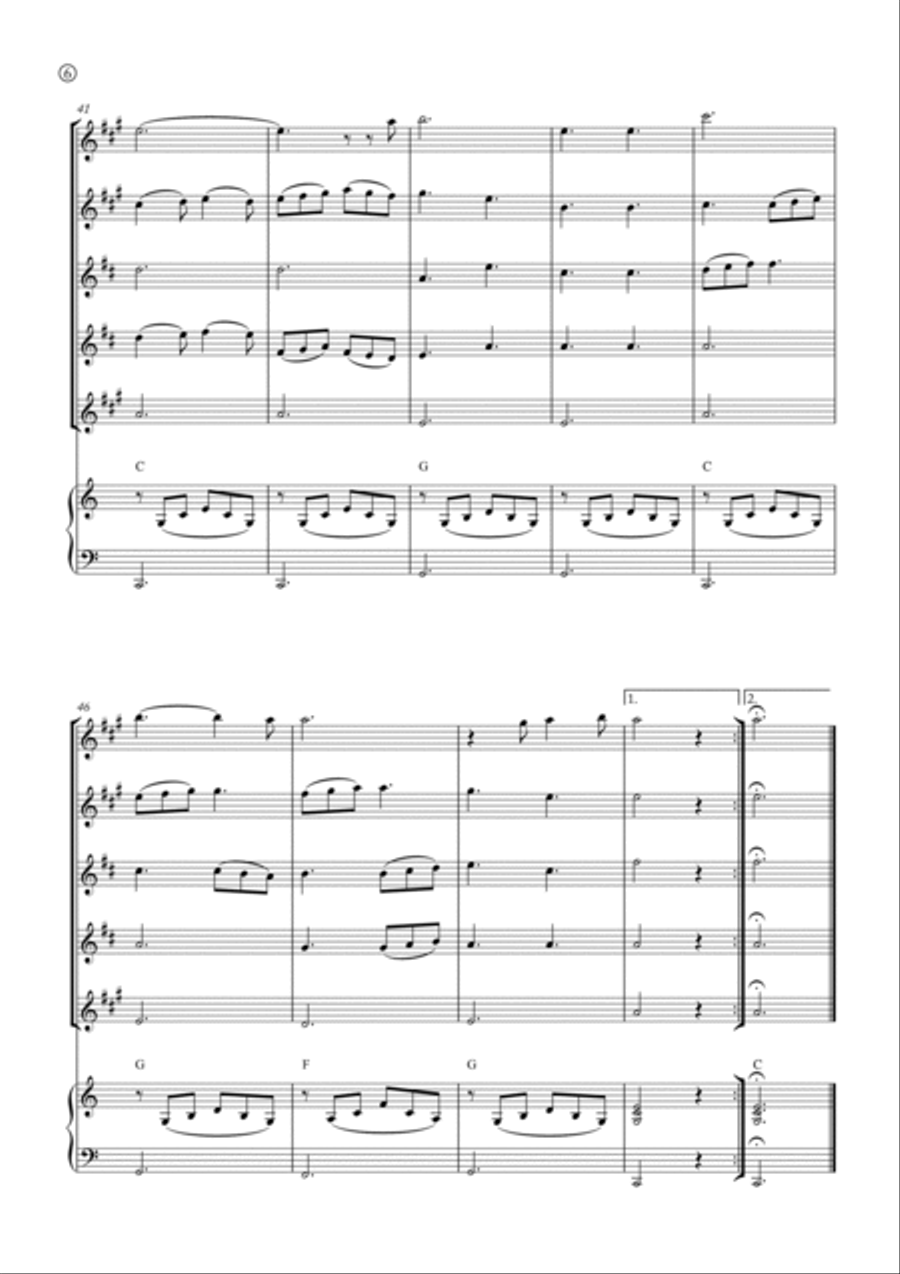 Oh Holy night Saxophone Quintet scores gallery preview page 6