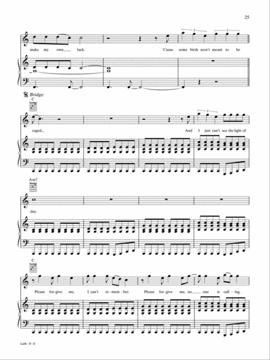 Luck Piano, Vocal, Guitar scores gallery preview page 5
