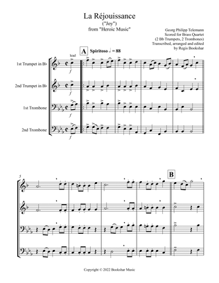 La Rejouissance (from "Heroic Music") (Eb) (Brass Quartet - 2 Trp, 2 Trb)