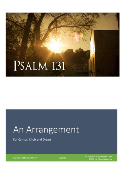 Psalm 131 for cantor, choir and organ image number null