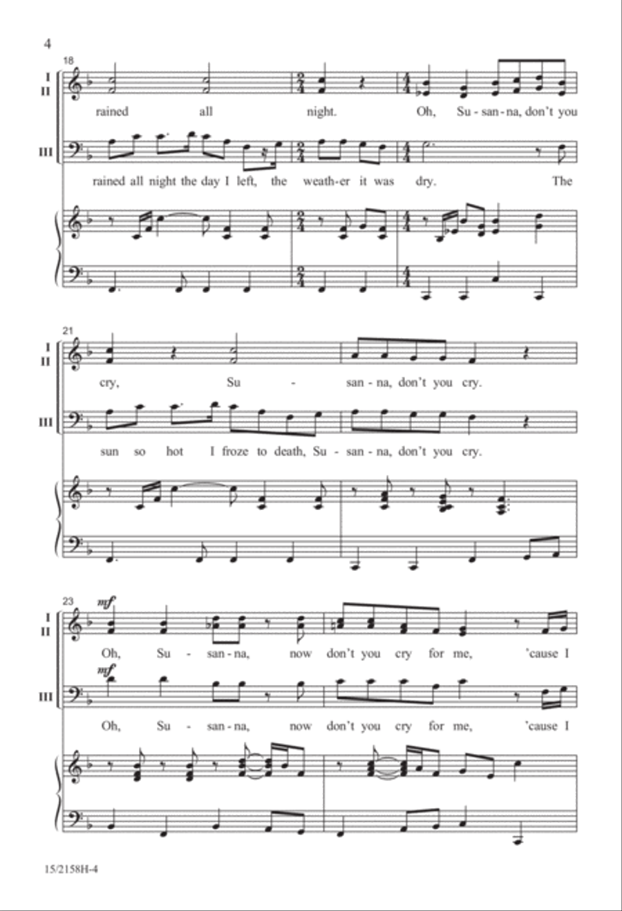 Banjo on My Knee (Oh, Susanna) 3-Part scores gallery preview page 4